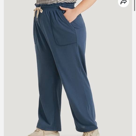 BloomChic Plain Pocket Paperbag Waist Ties Sweatpants - Picture 2 of 4